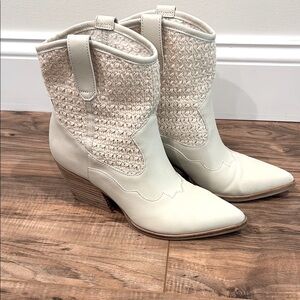 DV by Dolce Vita Cream Heeled Boots with Western Flair